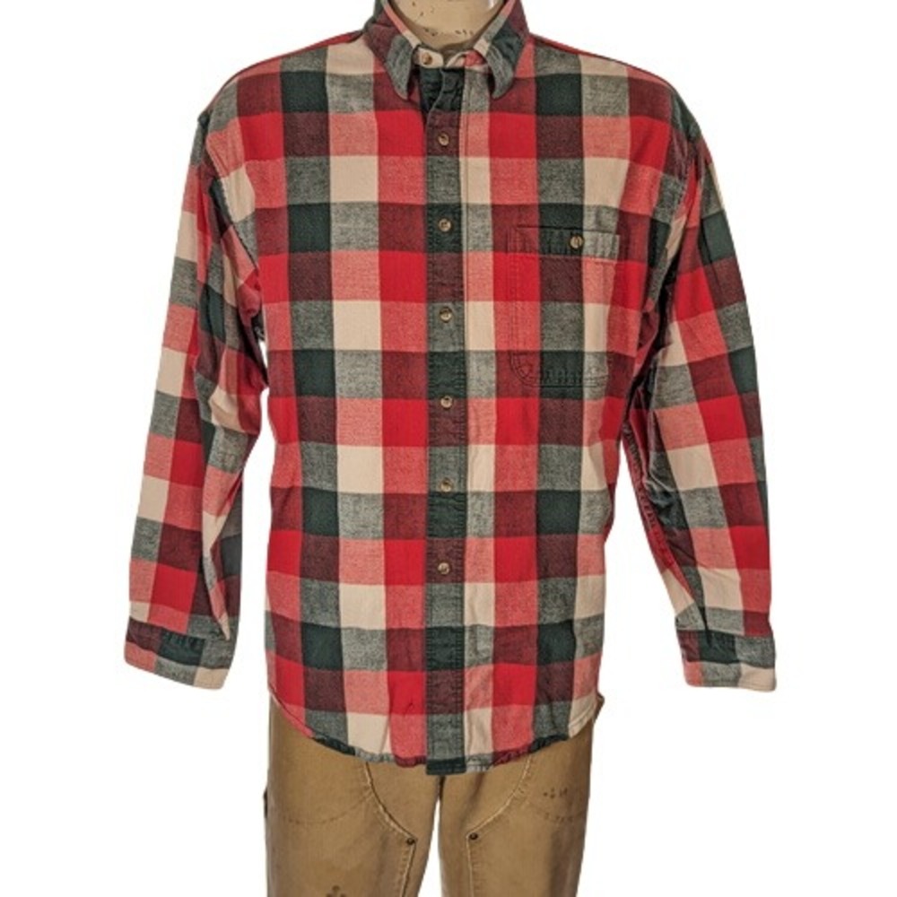 VTG Eddie Bauer Mens Buffalo Plaid Thick Flannel Button Down Sz XL EUC USA